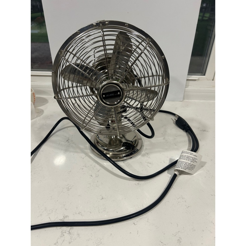 Restoration Hardware Allaire No 8 Oscillating Desk Fan Polished Nickel 200mm